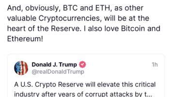Trump says he loves Bitcoin and Ether, and they will be ‘at the heart’ of his crypto strategic reserve